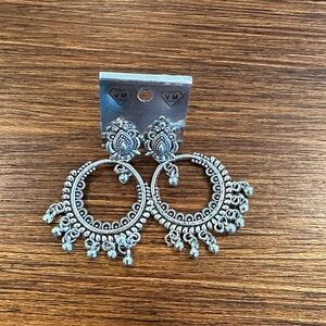 Oxidized Metal Indian Hoop Earrings